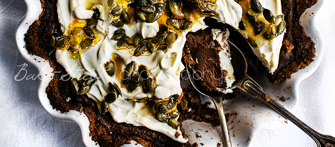 Tarta de calabaza y chocolate al caramelo