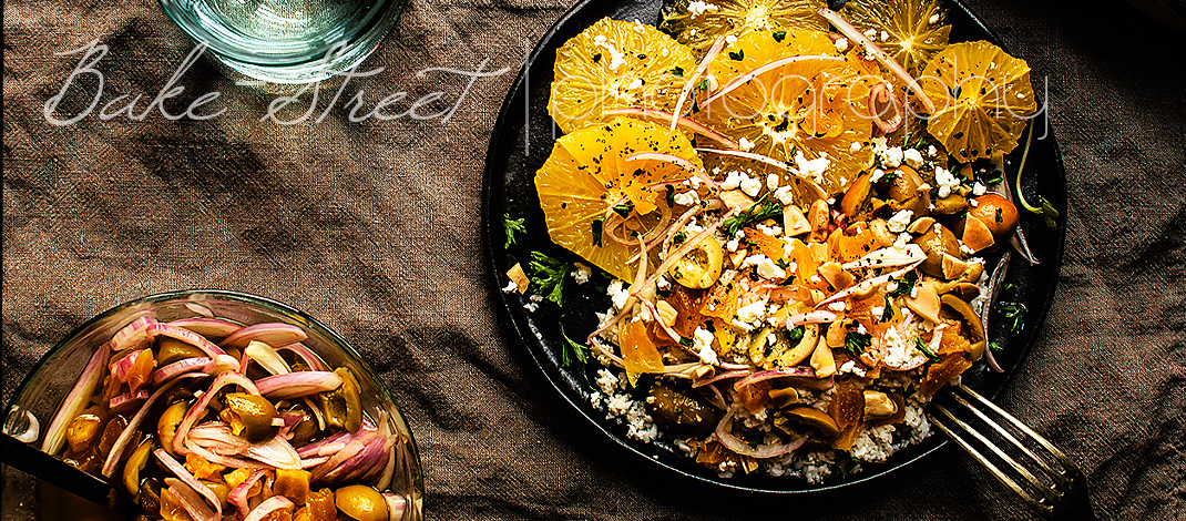 Cous cous de coliflor con naranjas y aliño de aceitunas