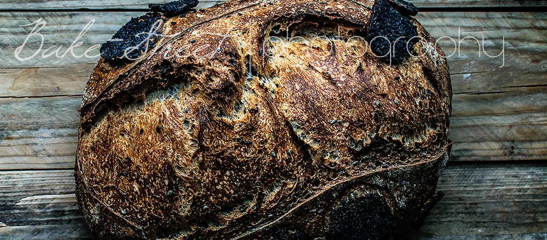 Black sesame and gomasio sourdough bread