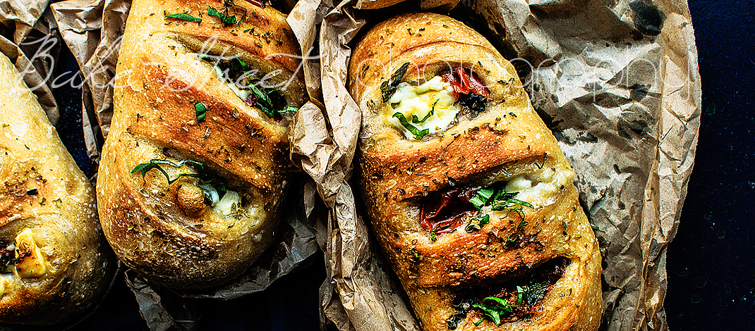 Marinated tomatoes and mascarpone rolls