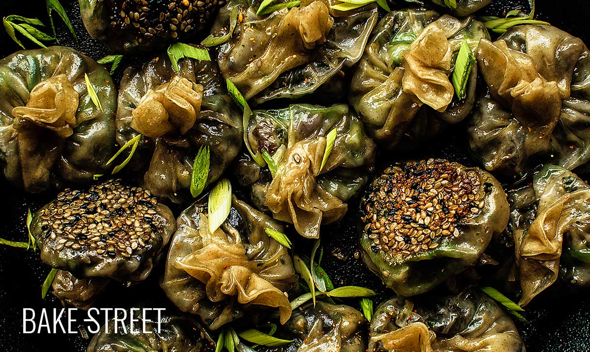 Dumplings de berenjena, shiitake y wakame