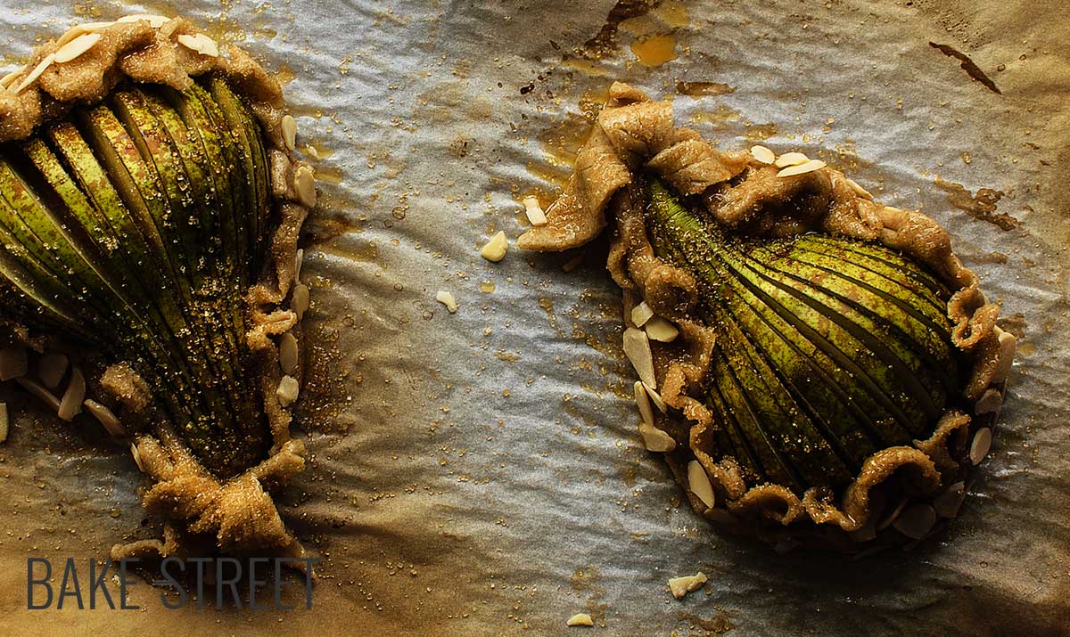 Galettes de centeno, crema y pera