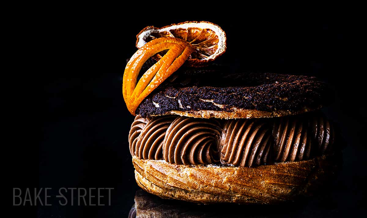 Paris Brest with chocolate mousseline and orange