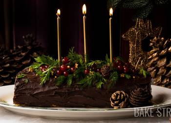 Mascarpone, Cherry and chocolate Yule Log