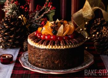 Christmas fruitcake with marzipan