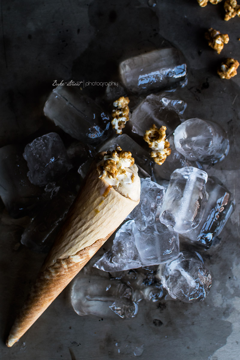 Helado de palomitas con caramelo salado