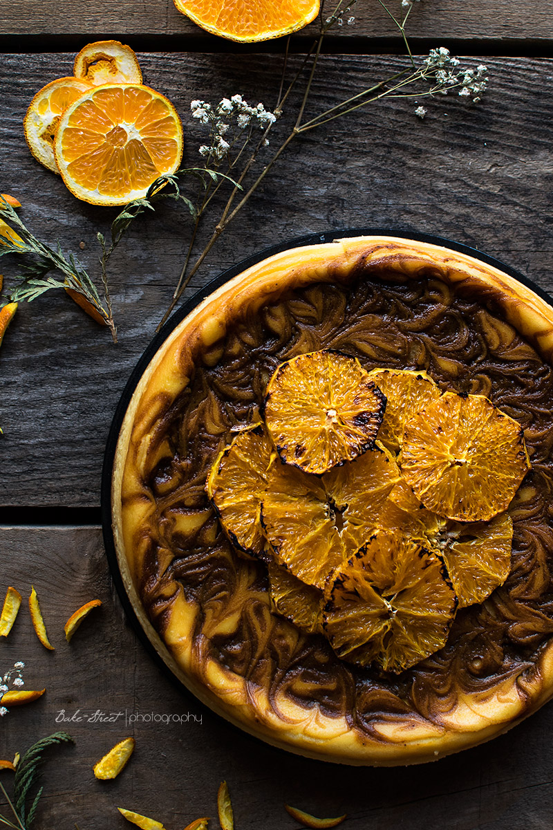 Tarta de queso con toffee y naranja asada