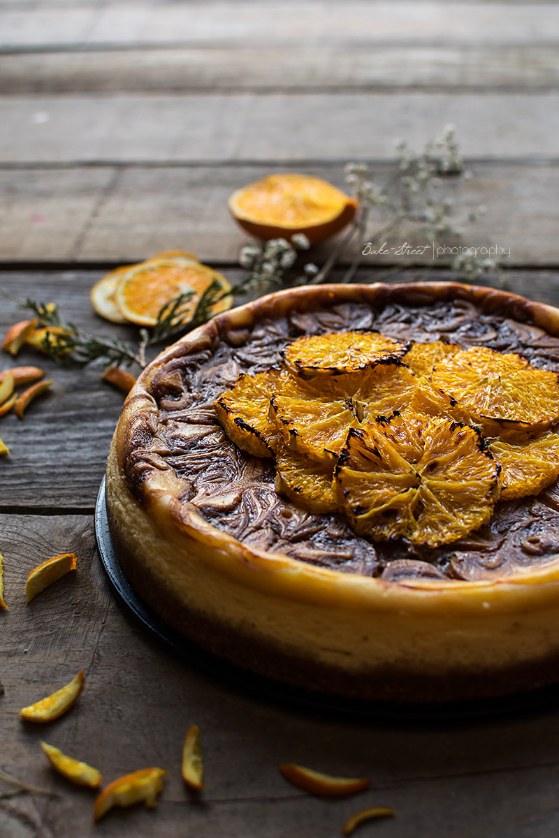 Tarta de queso con toffee y naranja asada