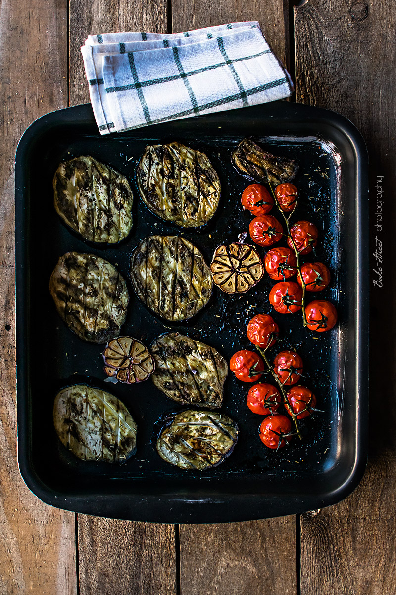 Tosta Caprese con berenjena asada