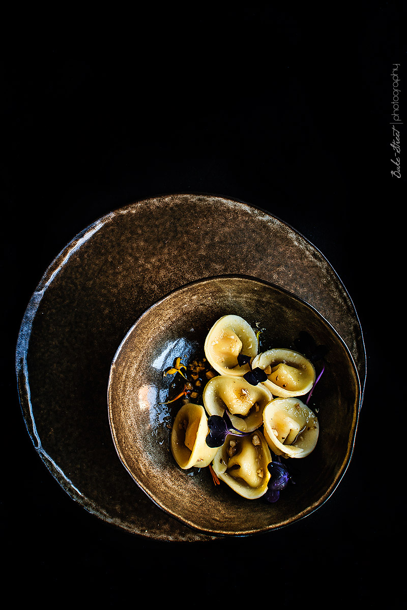 Tortellini de calabaza y sal de trufa blanca