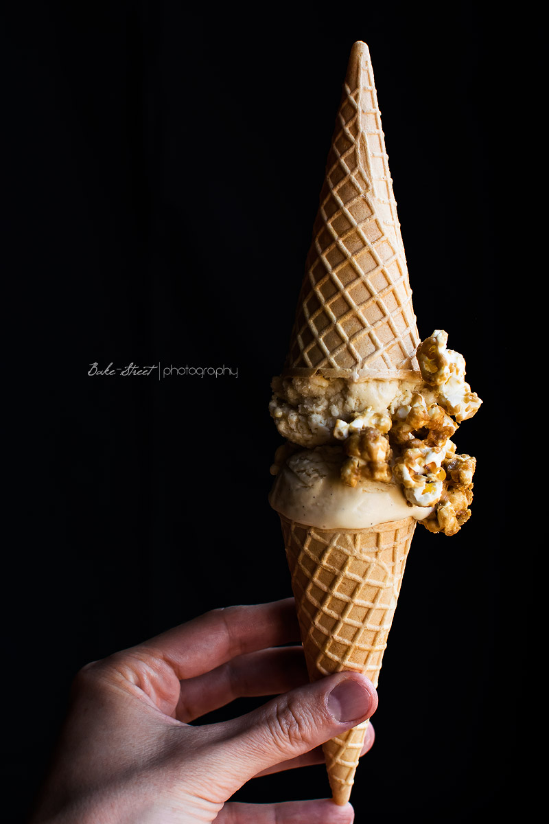 Helado de palomitas con caramelo salado