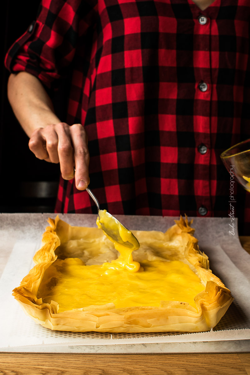 Tarta filo de lemon curd y naranja sanguina